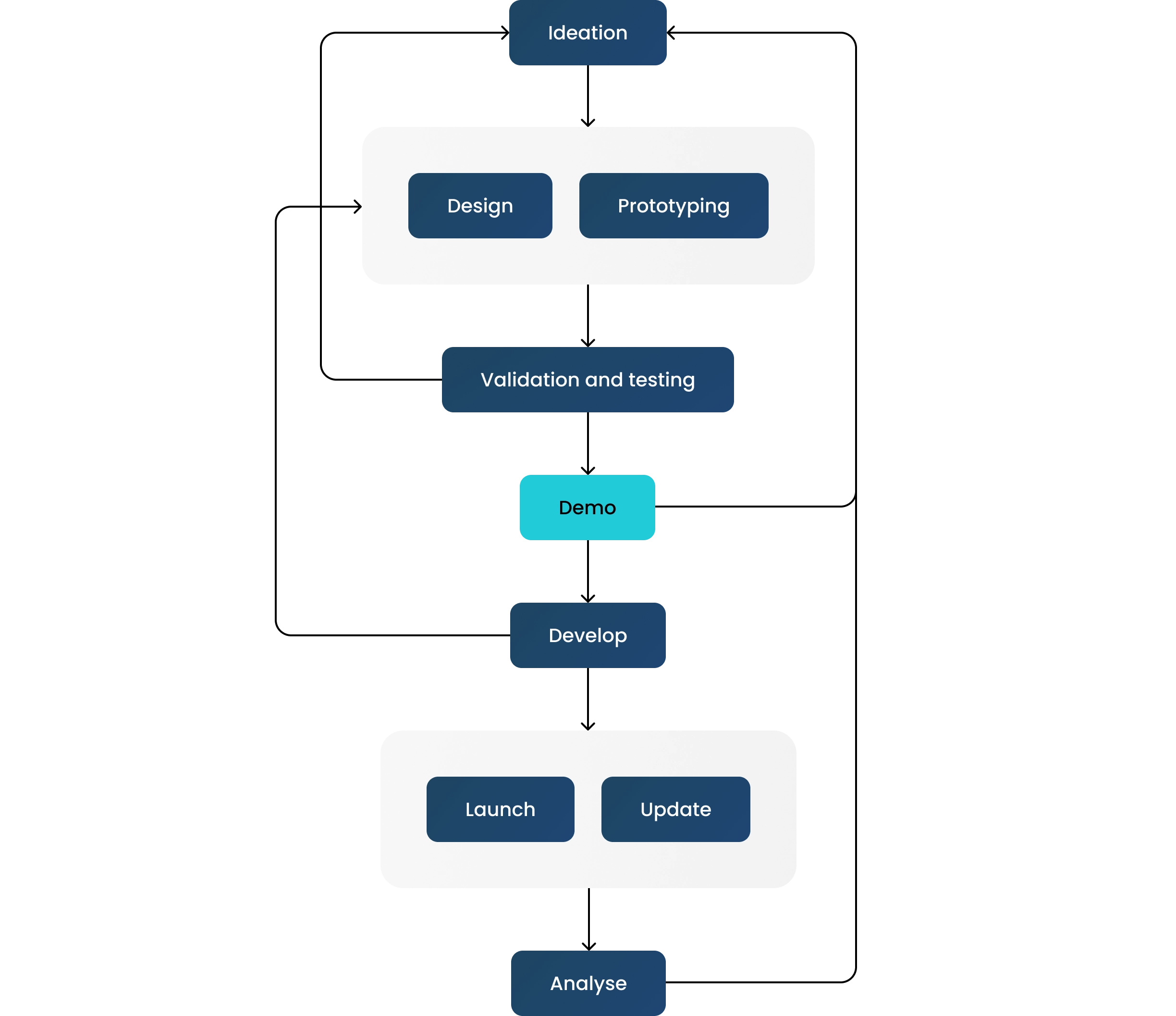 Diagram representing the project phases and cycles